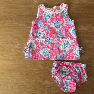 Lilly Pulitzer Pink and Blue Floral Dress Set